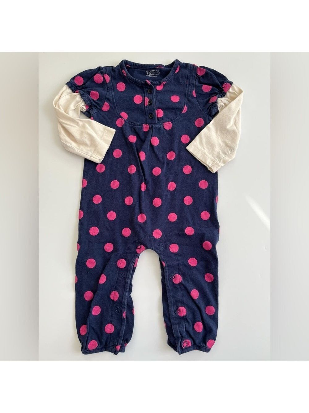 🩵4/$20 Navy Blue Polka Dot Baby Romper